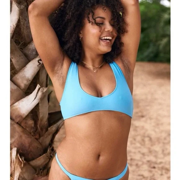 Aerie Size XL Bikini Set Scoop Top + Bikini Bottom Ocean Blue NWT - Picture 3 of 17